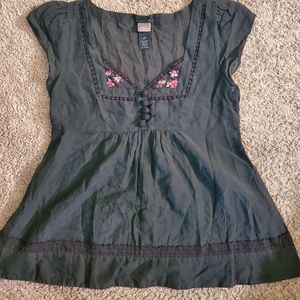 Anthropologie Lithe Sheer Baby Doll Cotton Silk Blend Top Size 0